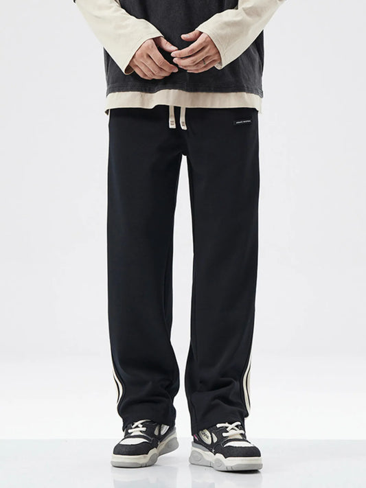 Men's Full Size Side Striped Casual Loose Fit Pants Plus Size