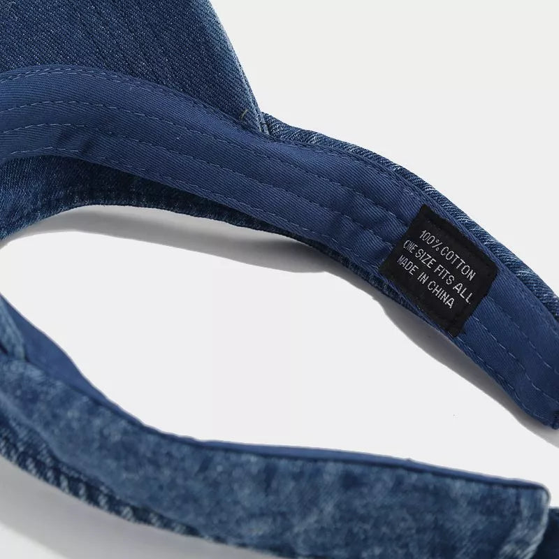 Vintage Washed Denim Sun Visor Hat