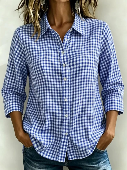 Full Size Plaid Collared Neck Button Up Shirt Plus Size