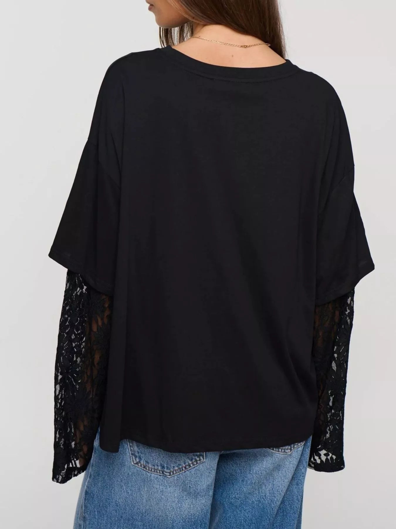 Layered Lace-Sleeve T-Shirt