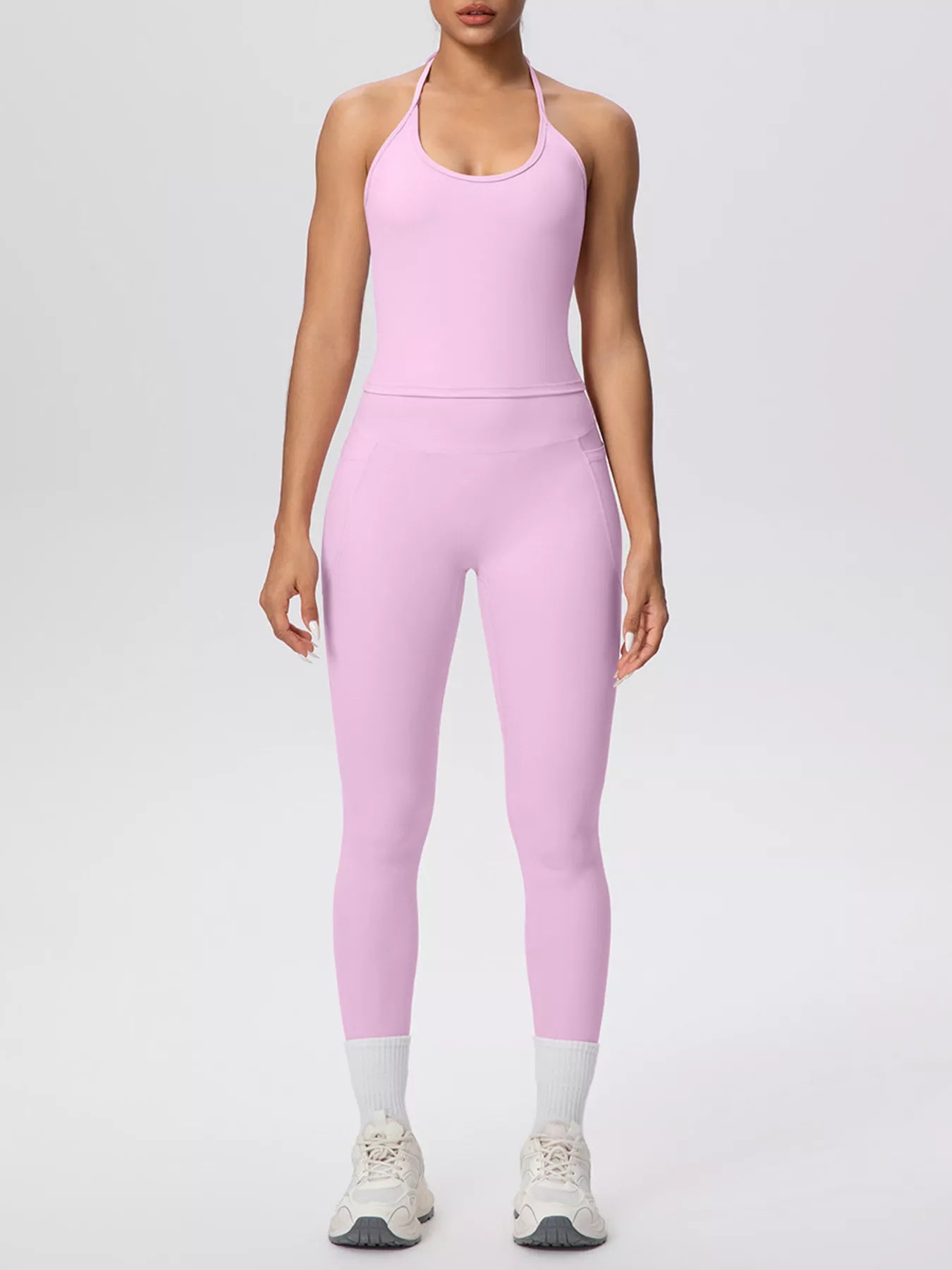 Halter Neck Cami and High-Waisted Leggings Active Set