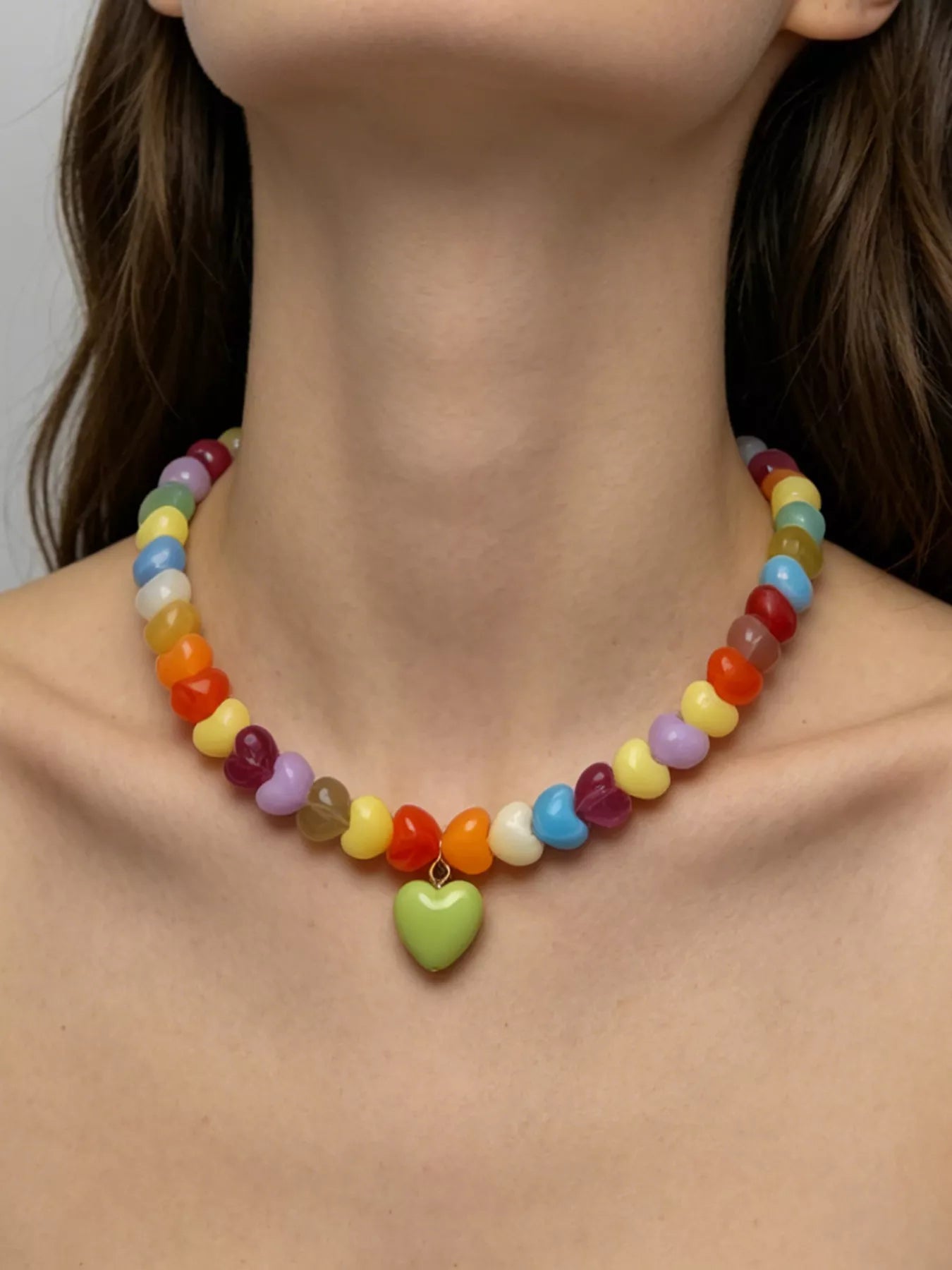Colorful Heart Bead Necklace