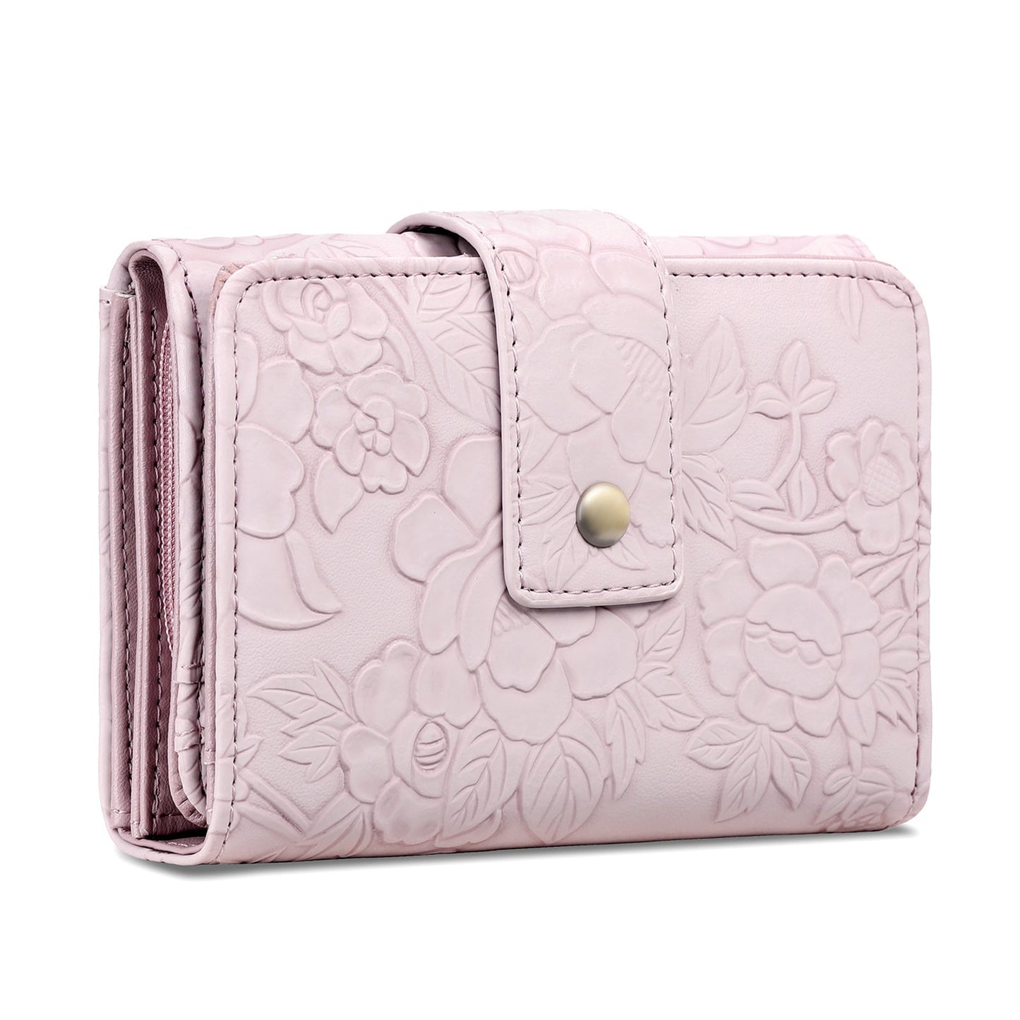 Floral Embossed Leather Wallet