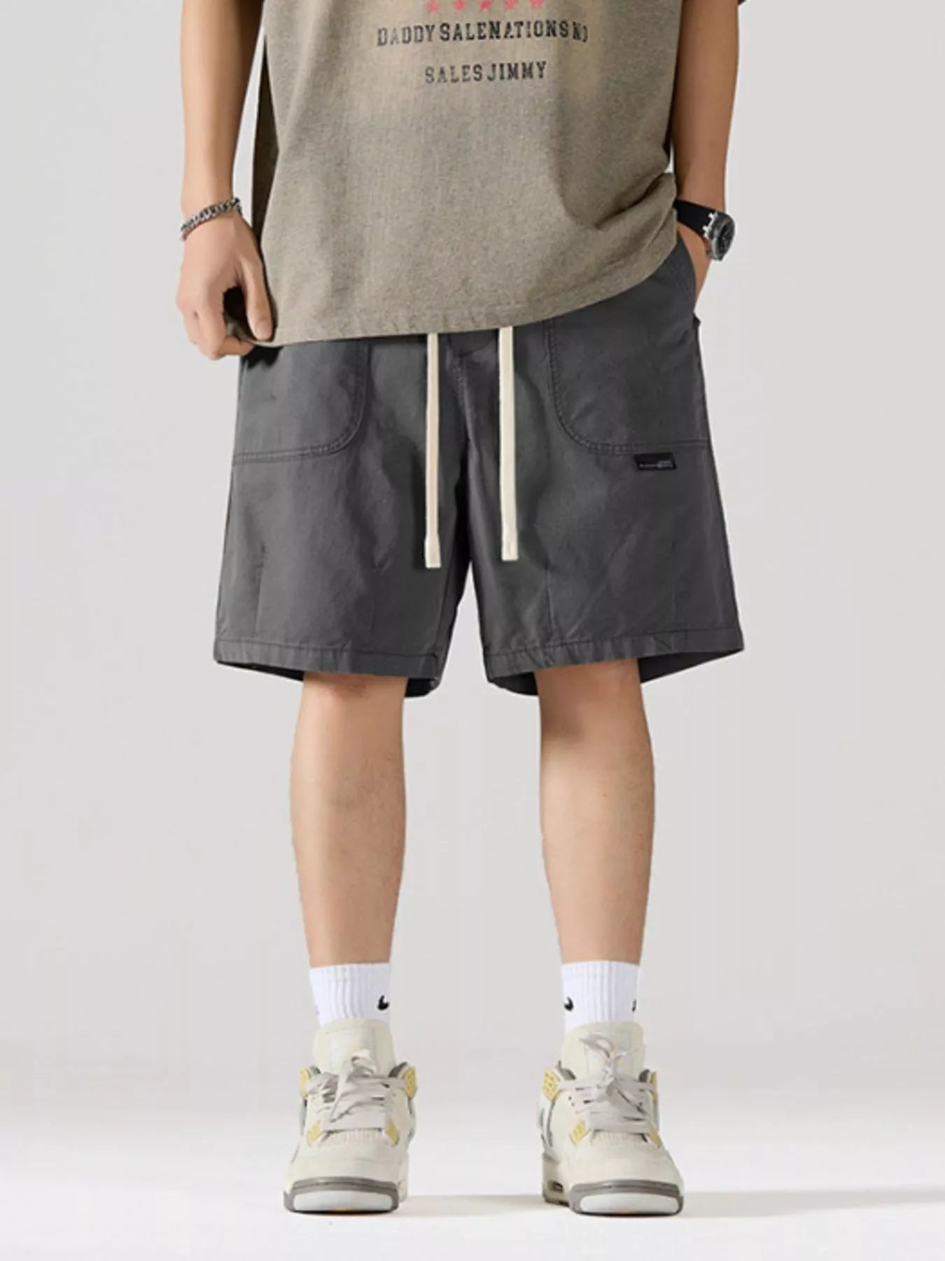 Men's Full Size Cargo Drawstring Shorts Plus Size