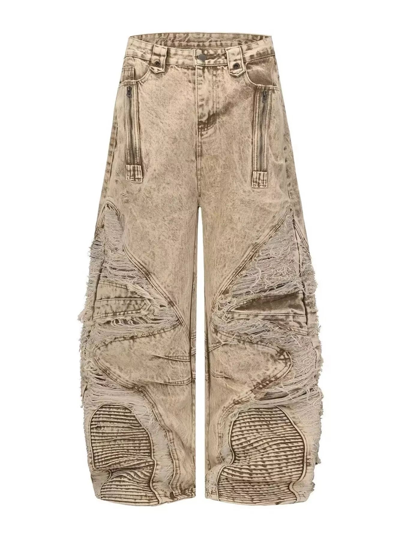 Men's Full Size Distressed Wash Wide-Leg Jeans Plus Size