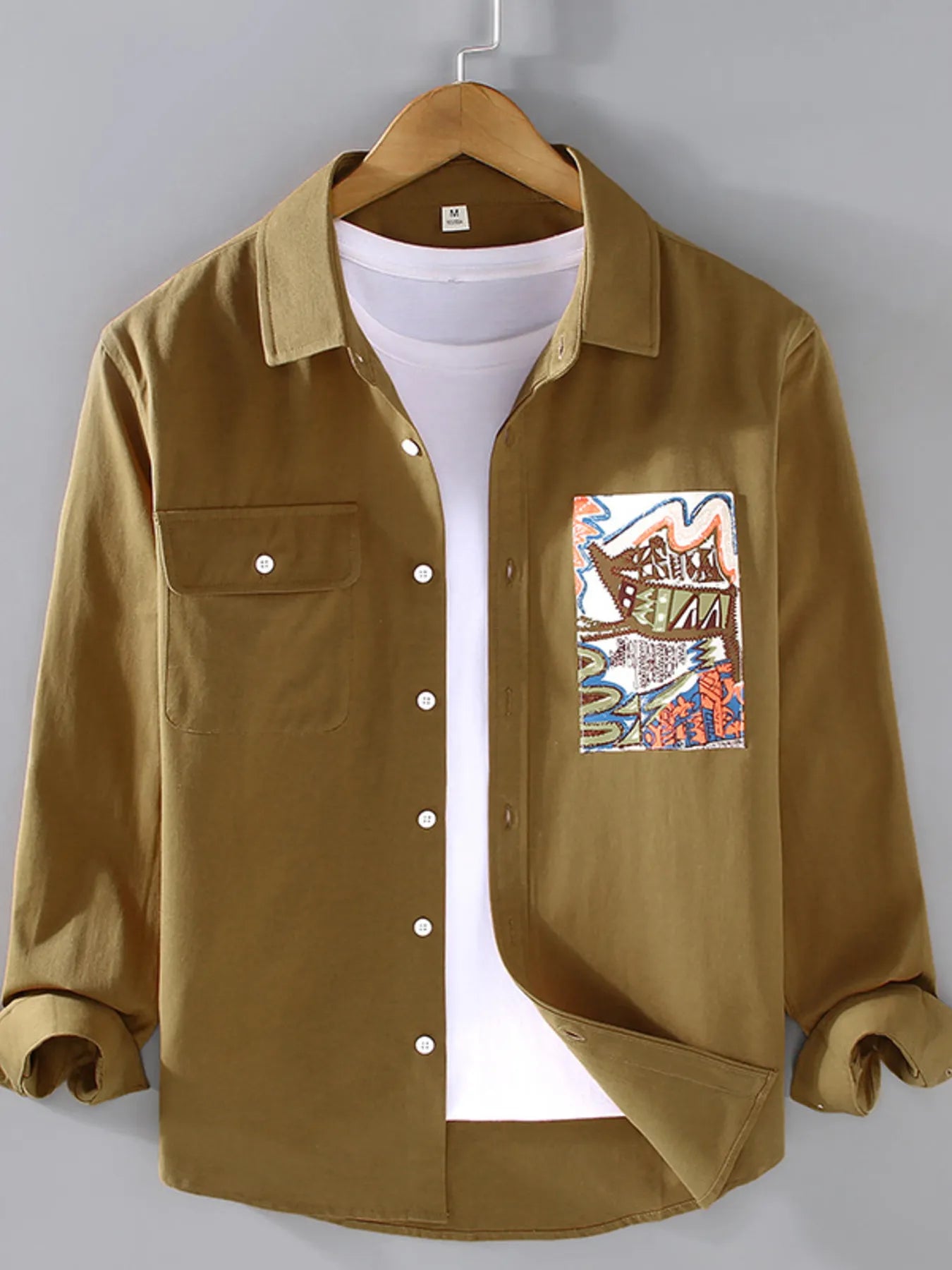 Men's Plus Size Button Up Long Sleeve Shirt