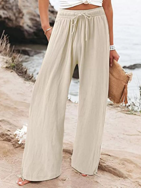 Full Size Wide Leg Pants with Drawstring Waist Plus Size