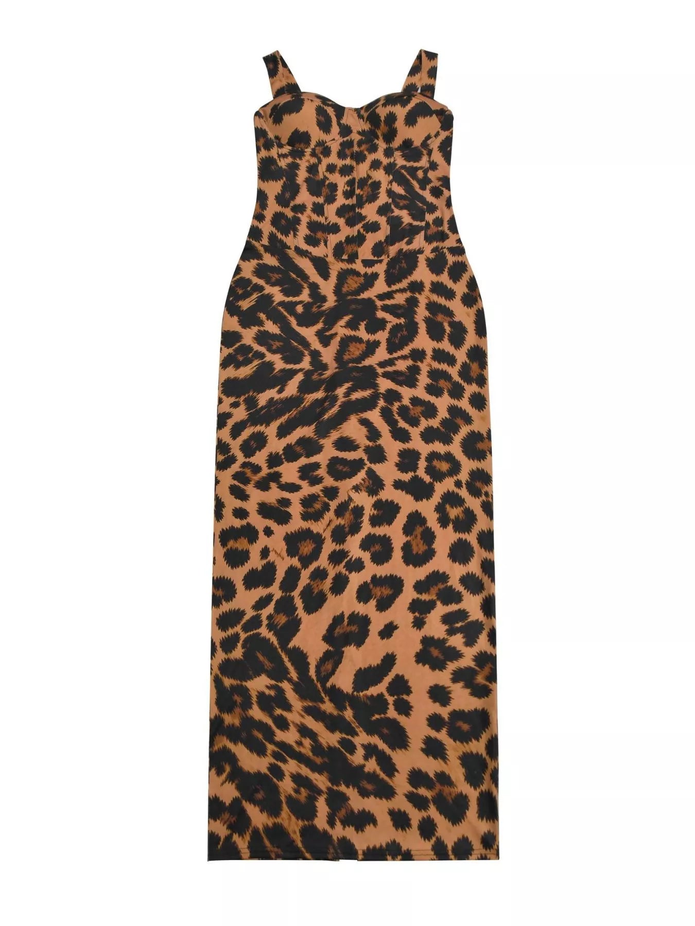 Leopard Sweetheart Neck Maxi Dress