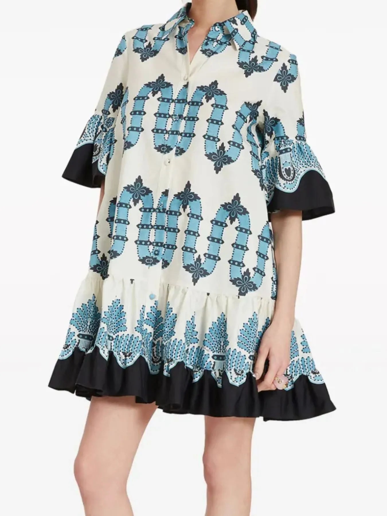 Floral Print Ruffle Sleeve Mini Dress
