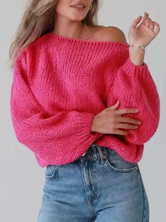 Chunky Knit Boat Neck Sweater