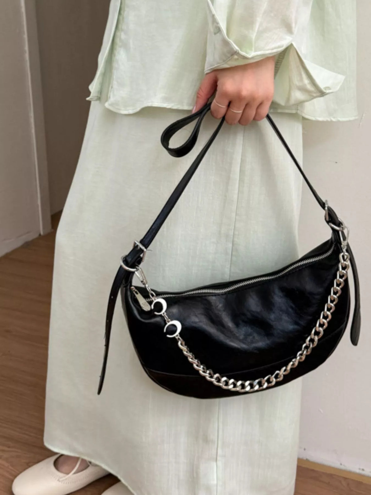 Crescent PU Leather Crossbody Bag