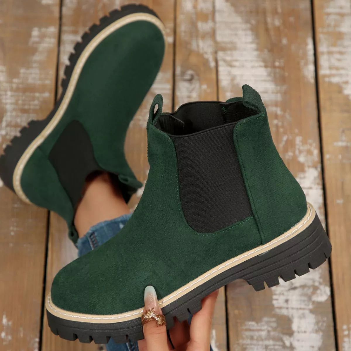 Round Toe Block Heels Boots