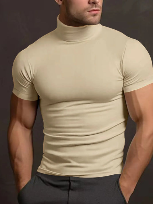 Men's Full Size Turtleneck Short Sleeve T-Shirt Plus Size
