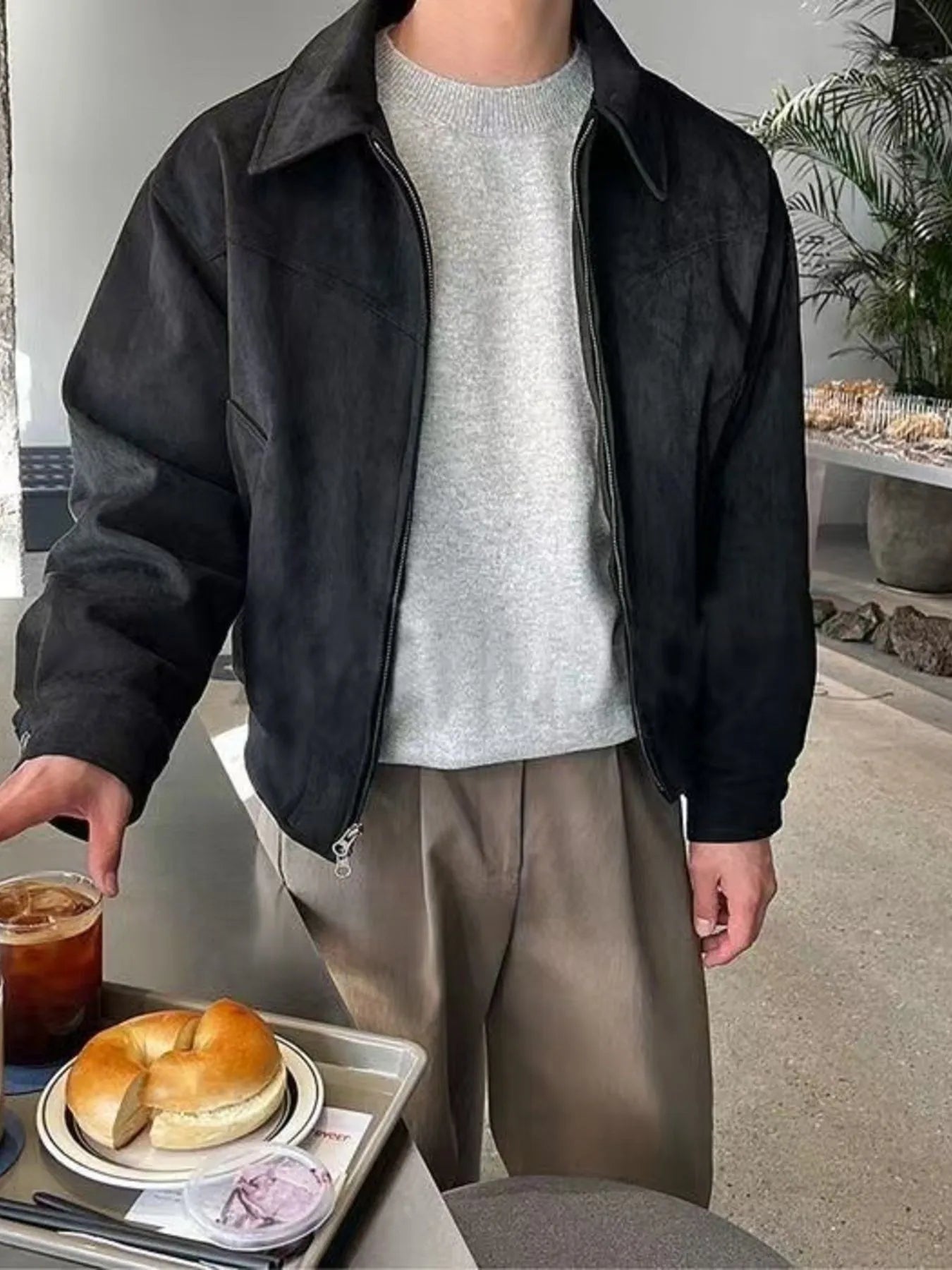 Men's Plus Size Zip Up Long Sleeve Jacket