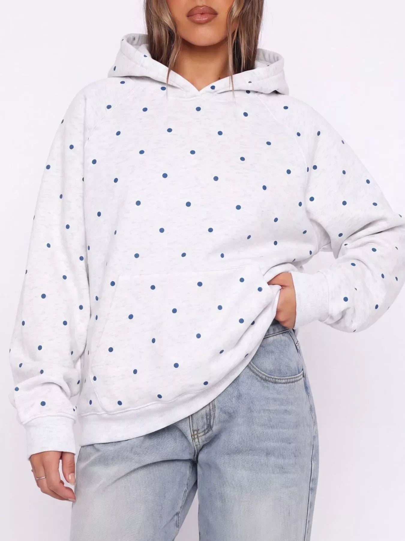 Polka Dot Raglan Sleeve Hoodie