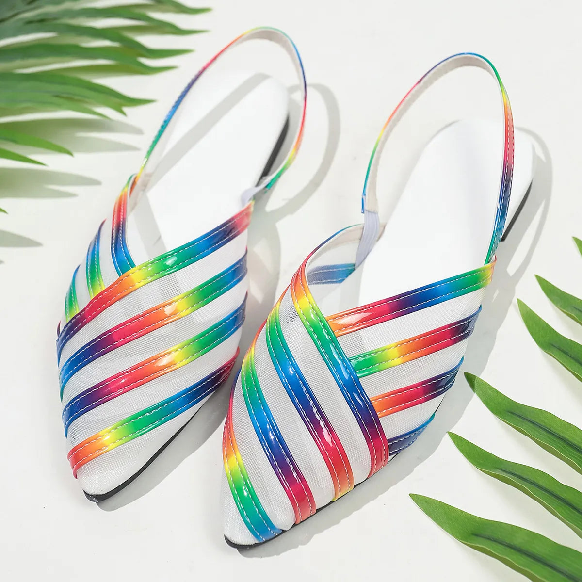 Point Toe Mesh Flats Sandals
