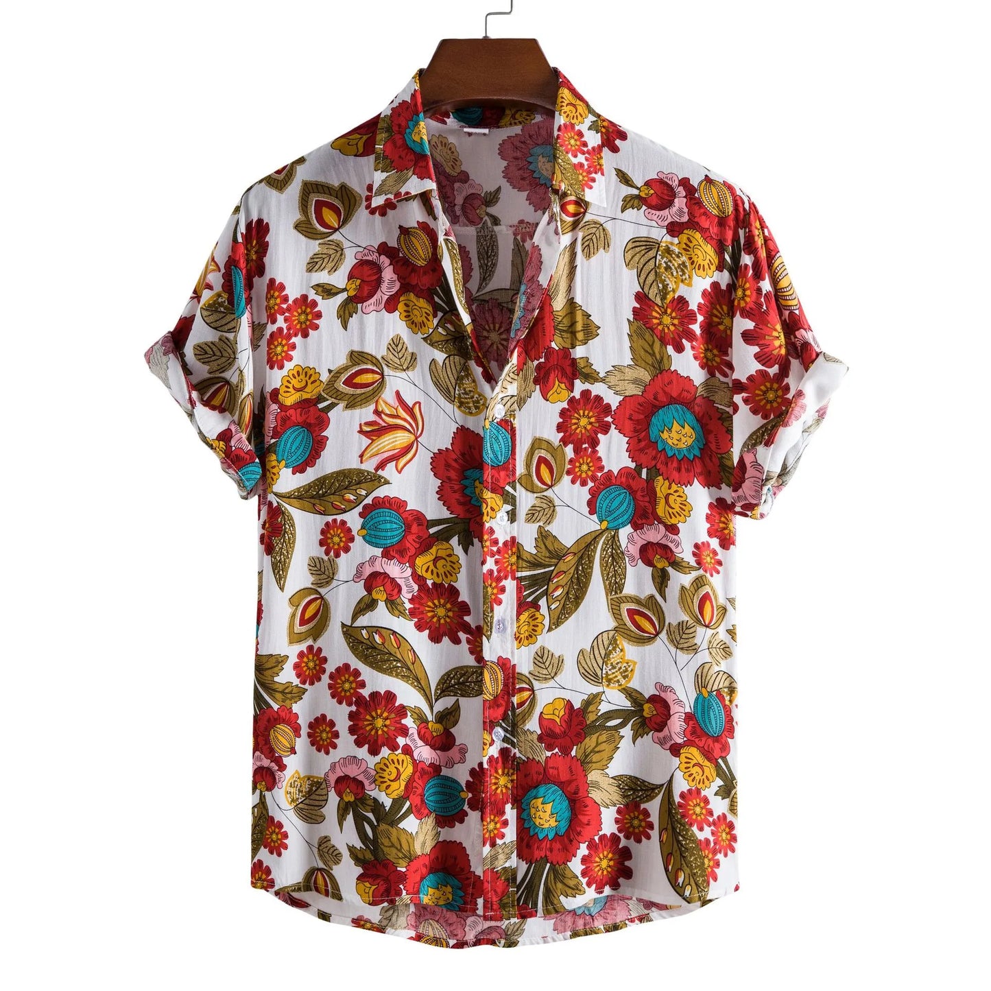 Men's Plus Size Button Down Tropical Floral Shirt