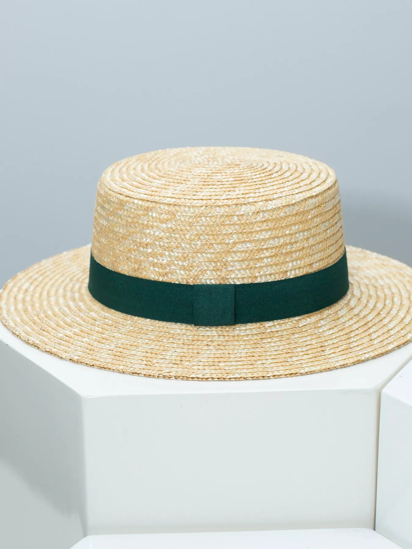 Straw Boater Hat with Ribbon