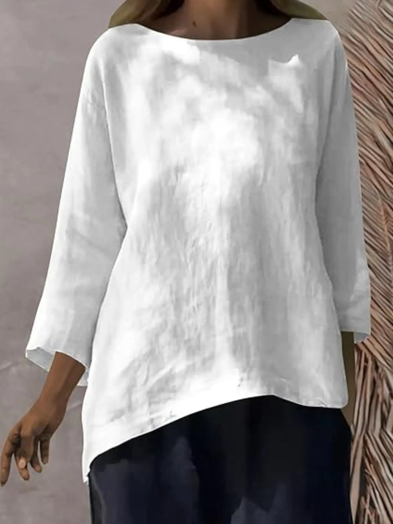 Full Size Round Neck Relaxed Fit Blouse Plus Size