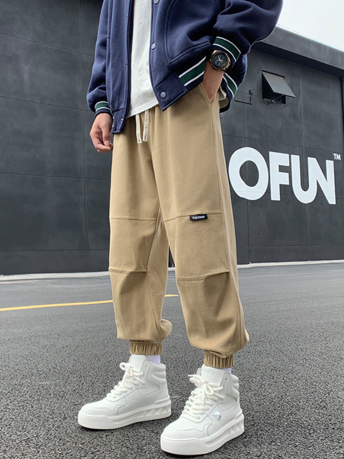 Men's Plus Size Drawstring Joggers with Pockets