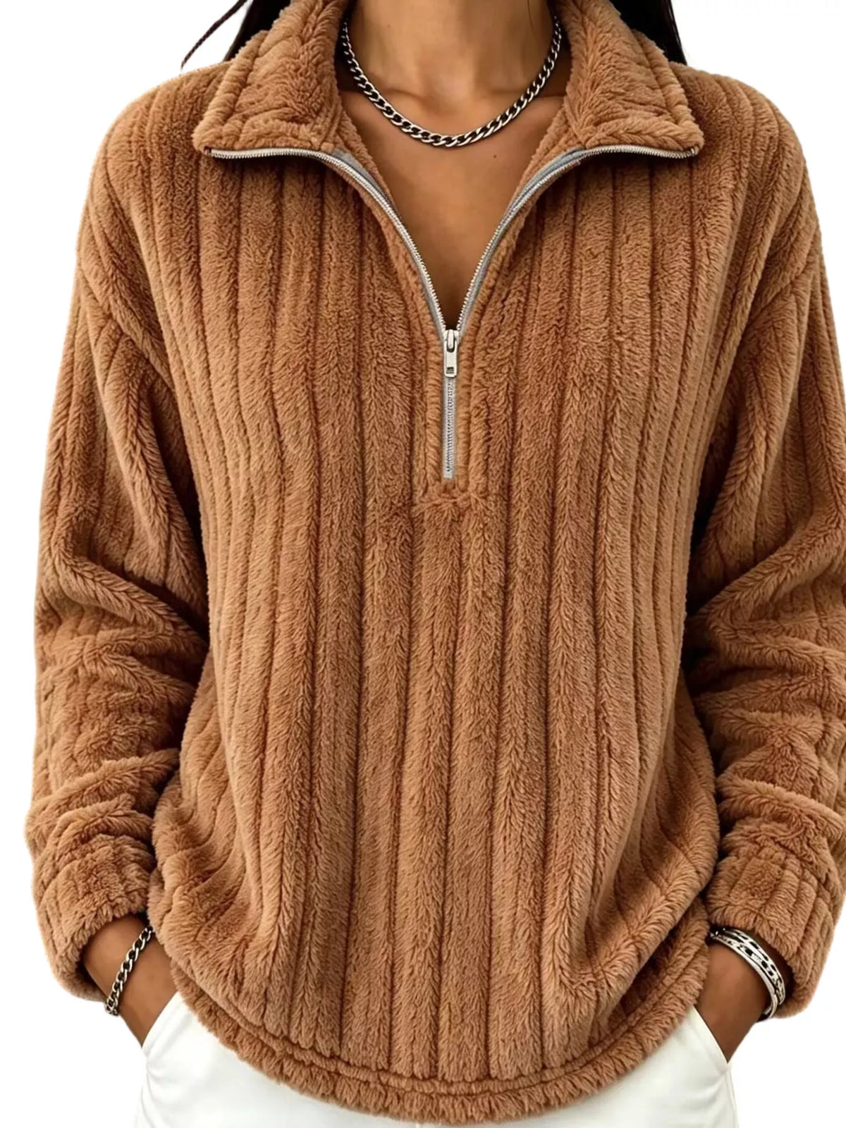 Quarter-Zip Dropped Shoulder Sweatshirt