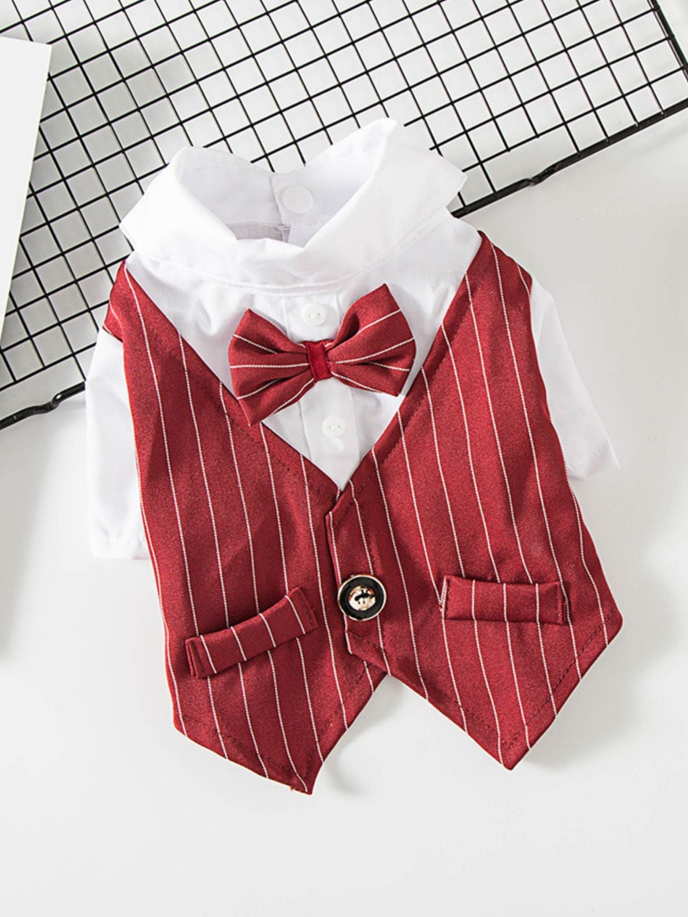 Striped Bow Tie Pet Blazer