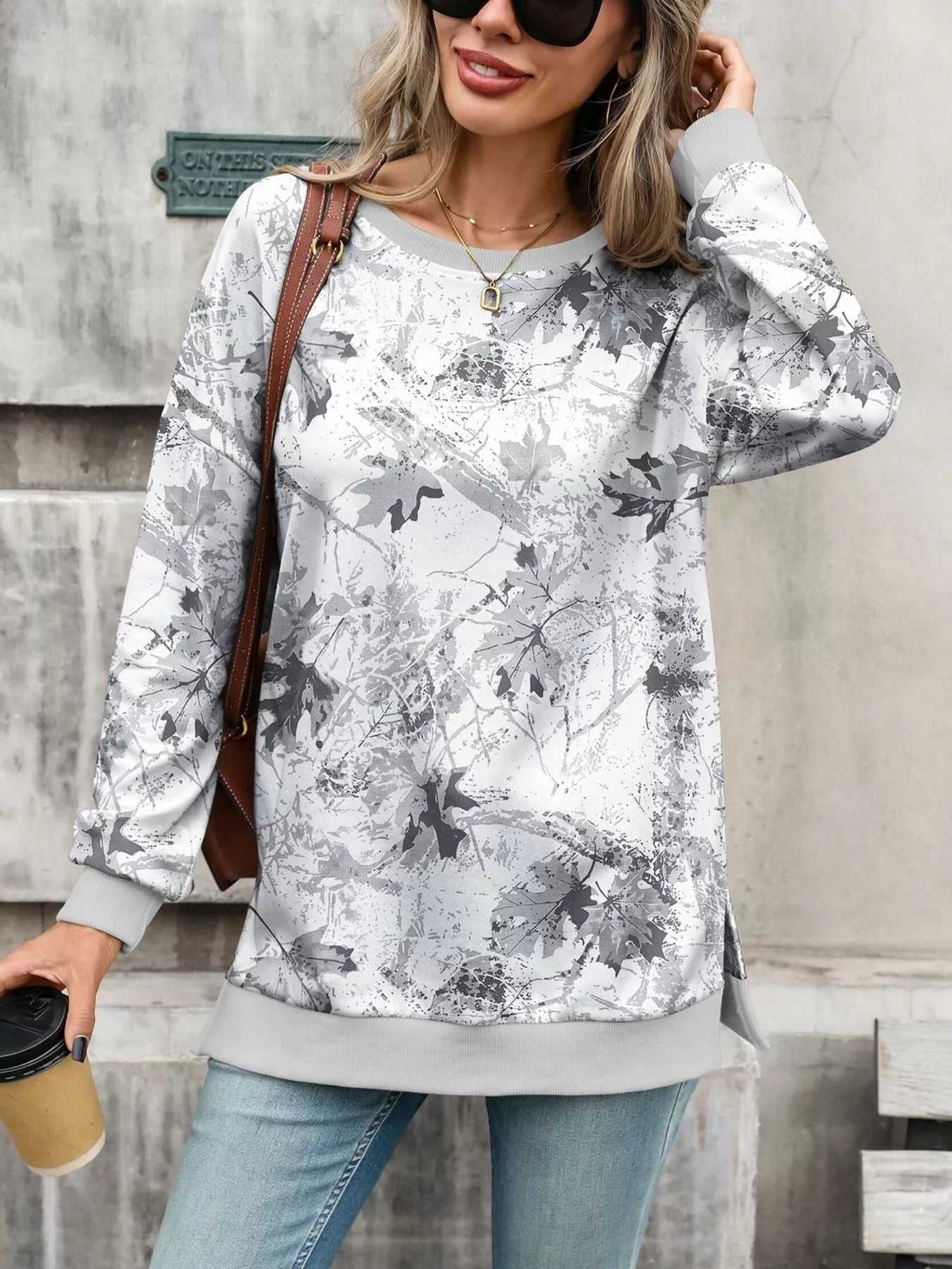 Camouflage Print Crewneck Sweatshirt