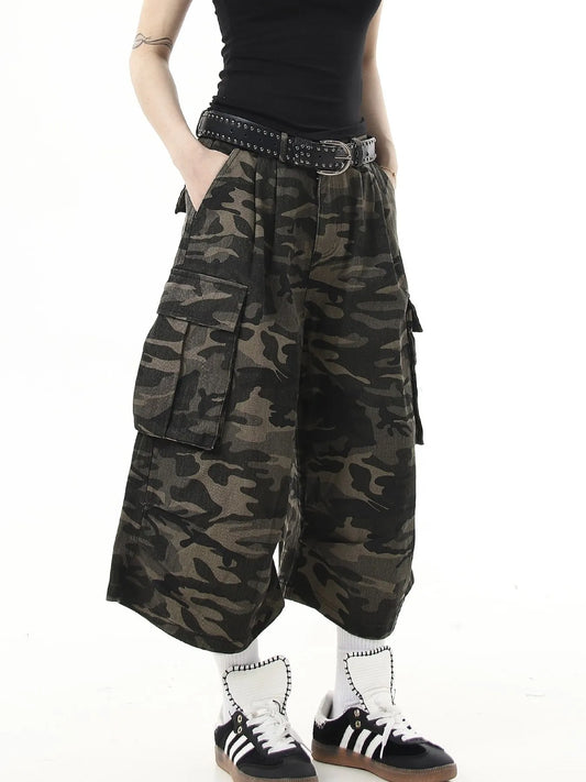 Men's Full Size Camouflage Cargo Denim Shorts Plus Size