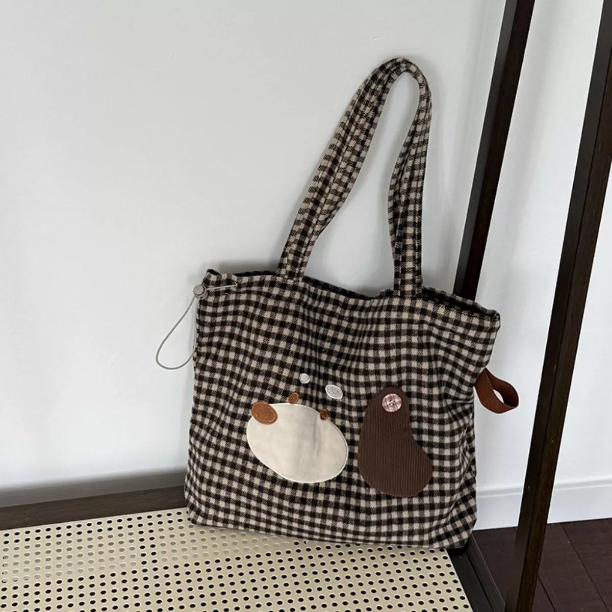 Gingham Drawstring Handbag