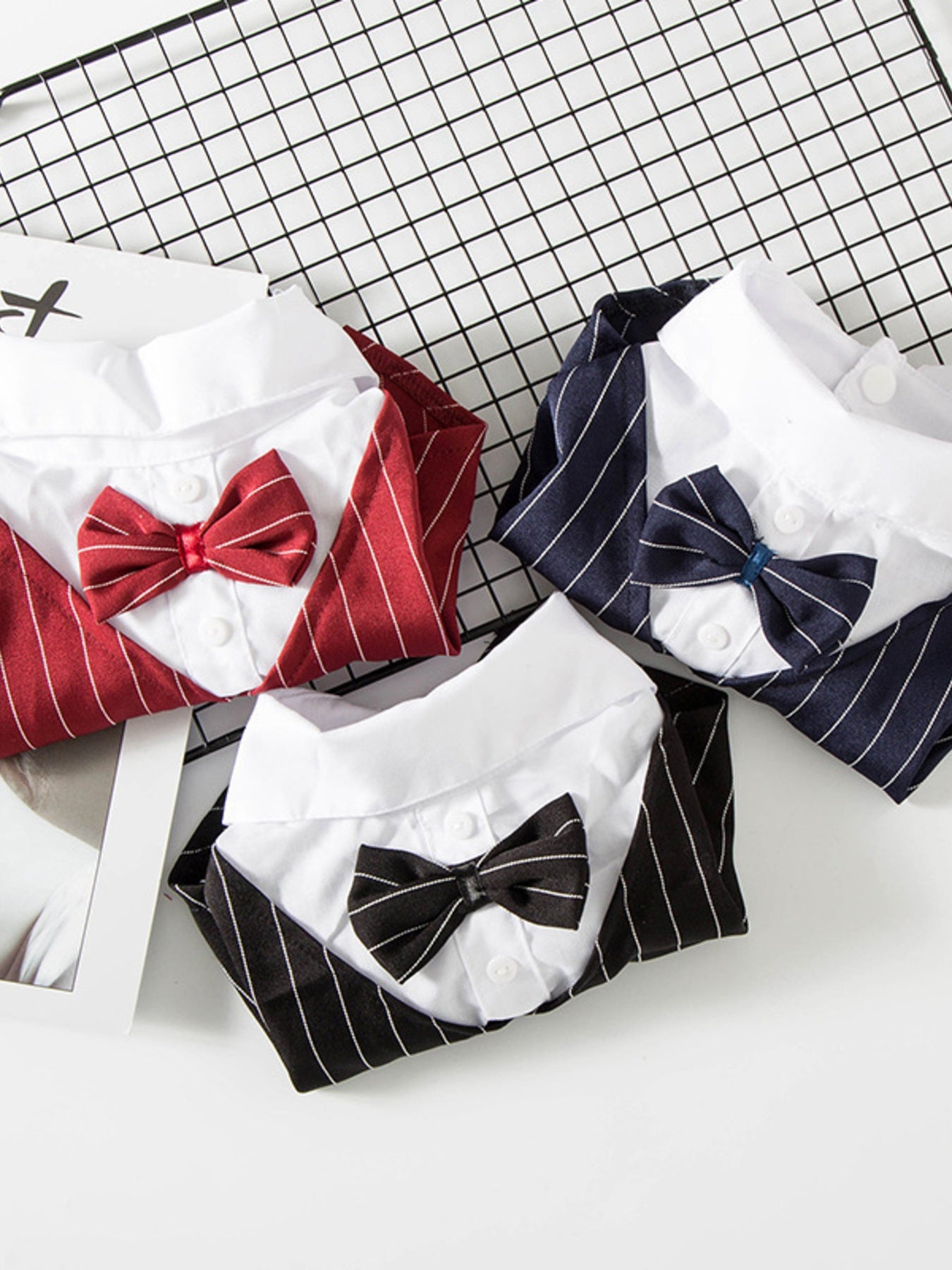 Striped Bow Tie Pet Blazer