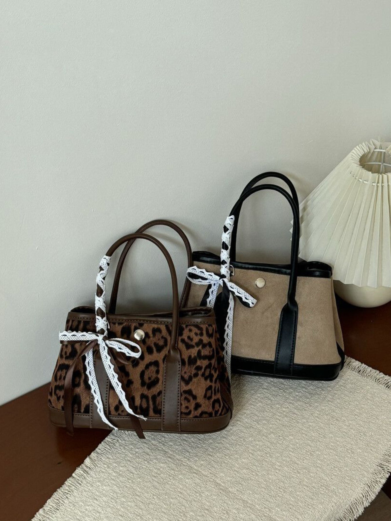 Top Handle Lace-Trimmed Handbag