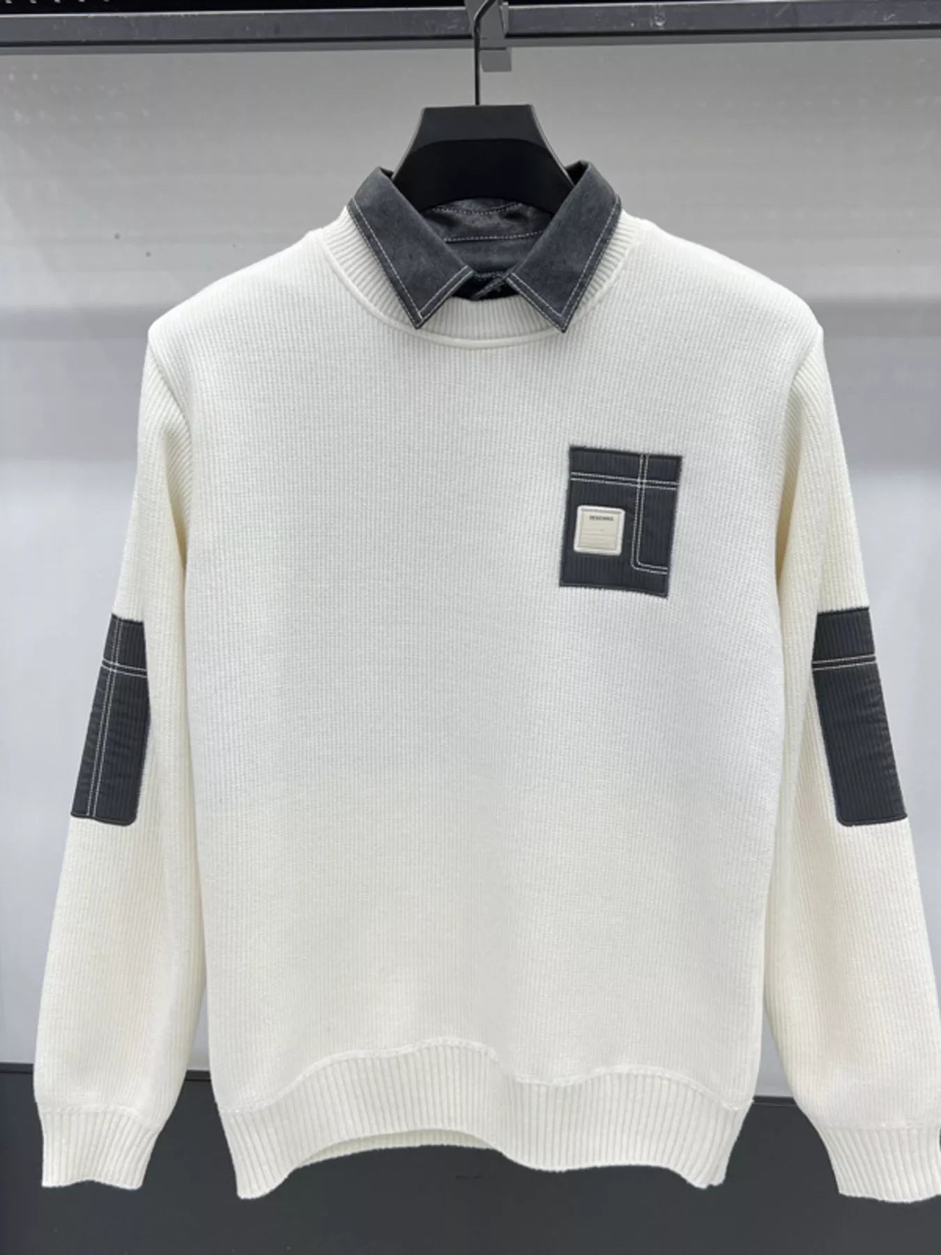 Men's Plus Size Ribbed Hem Long Sleeve Sweater