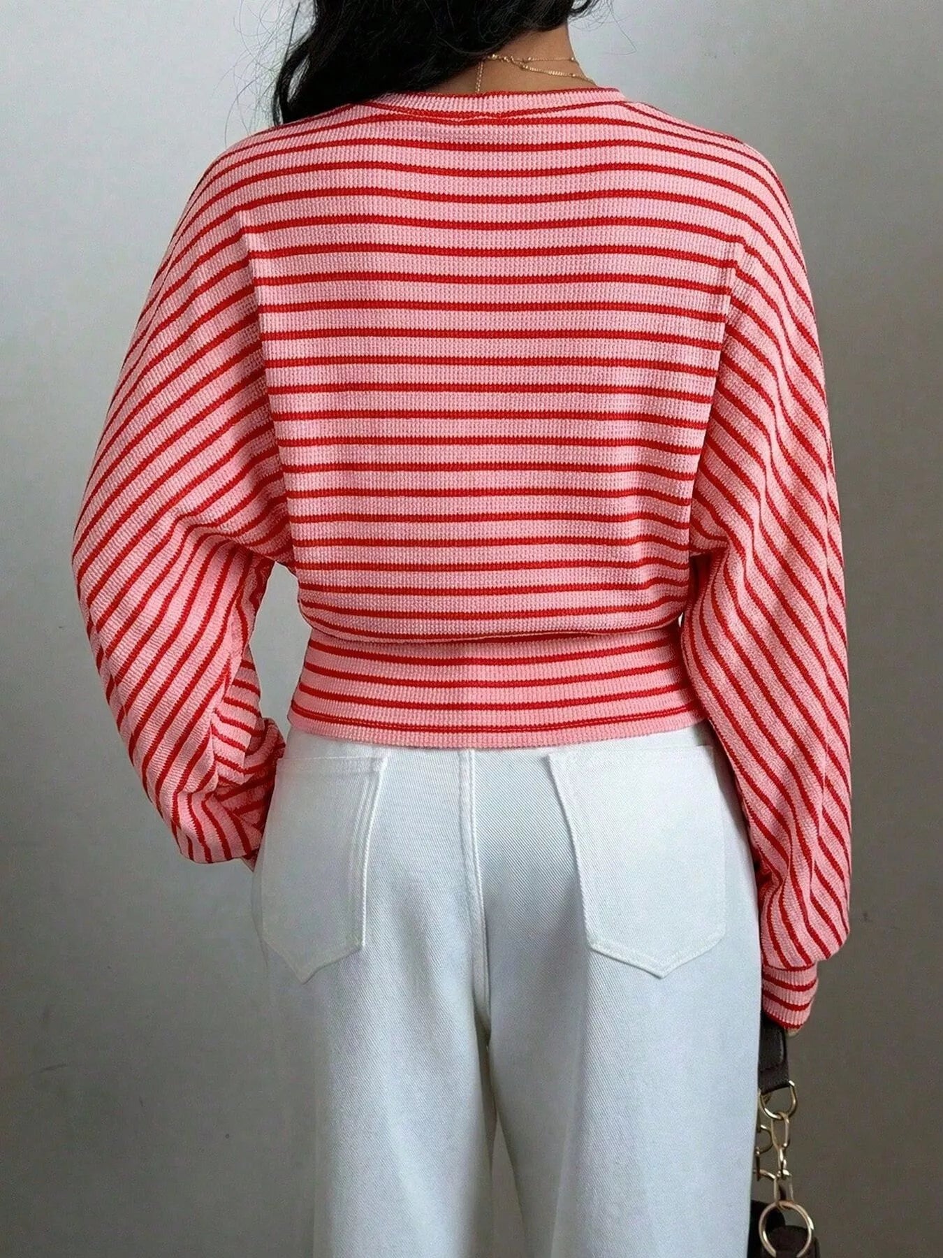 Casual Striped Batwing Sleeve T-Shirt