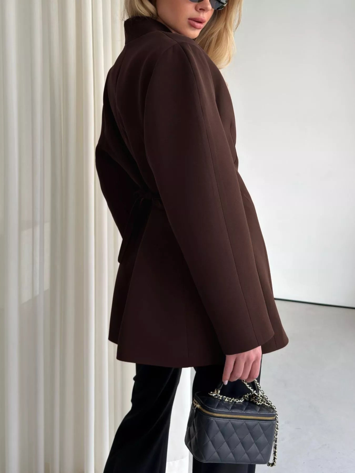 One Button Long Sleeve Blazer