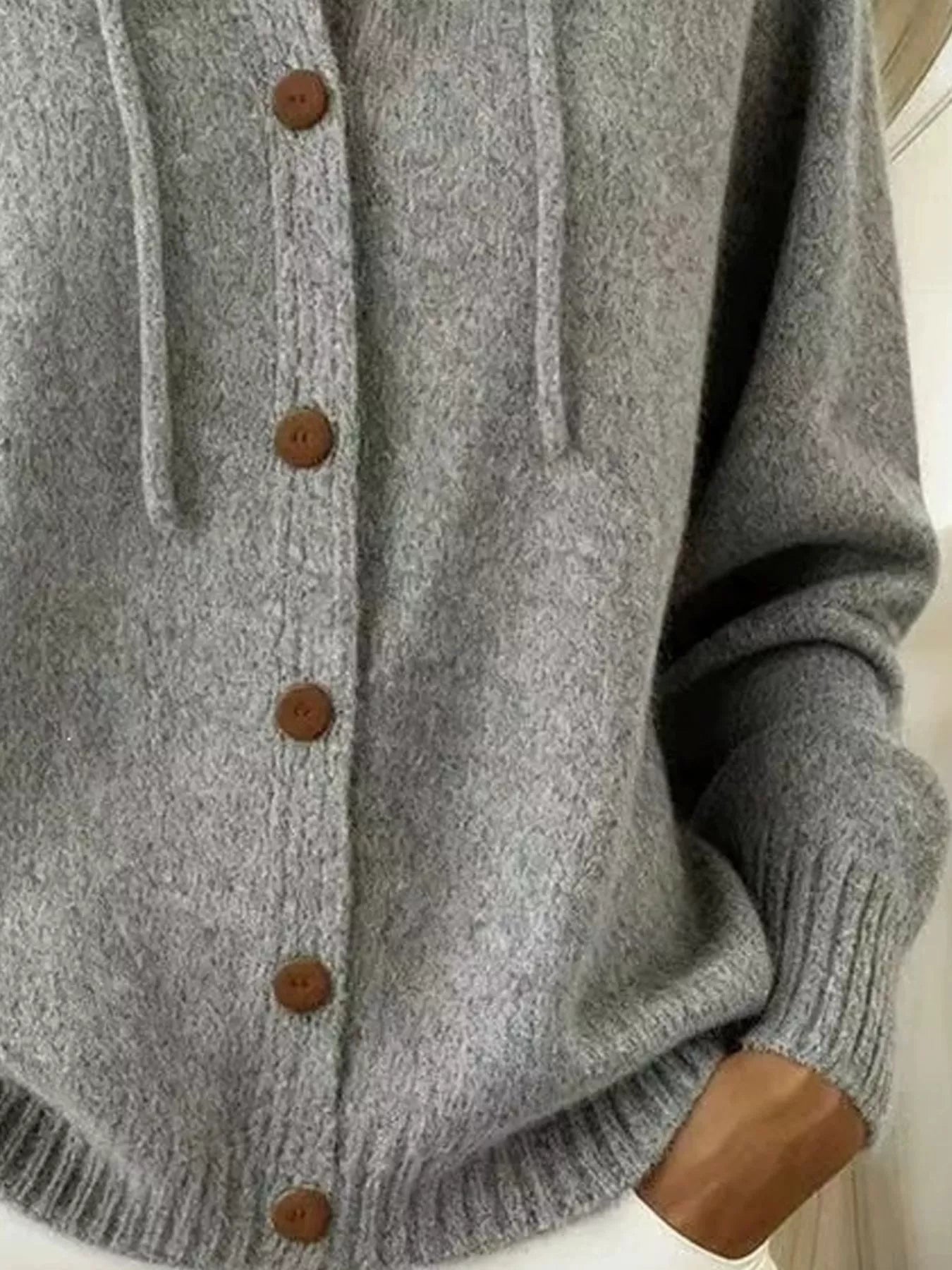 Hooded Button-Up Cardigan