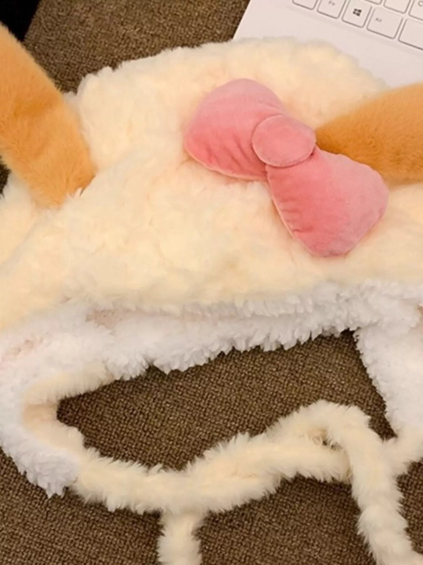 Cute Plush Animal Ear Hat with Bow
