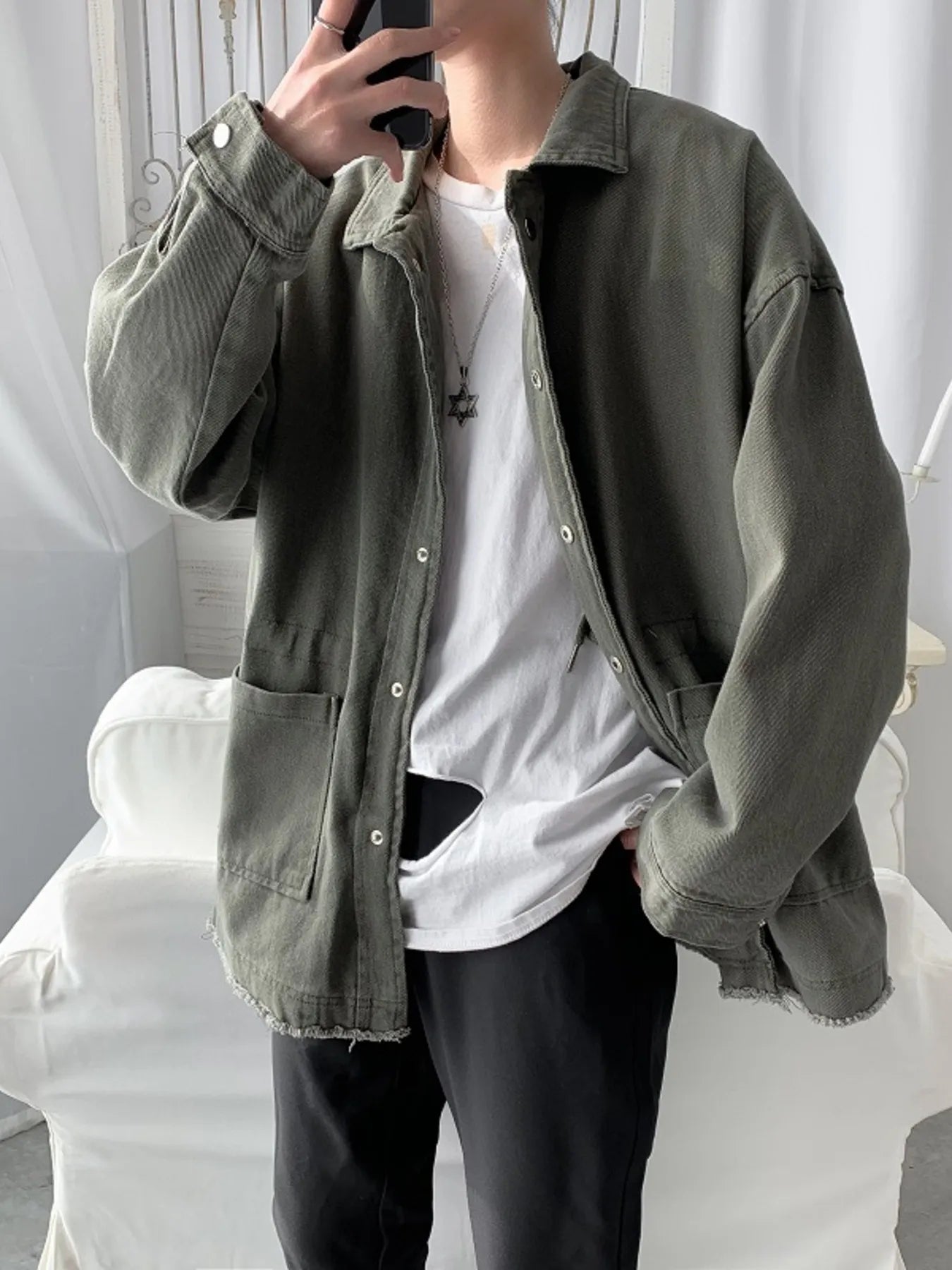 Men's Button Up Long Sleeve Jacket