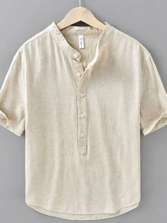 Men's Plus Size Button Detail Short Sleeve Blouse