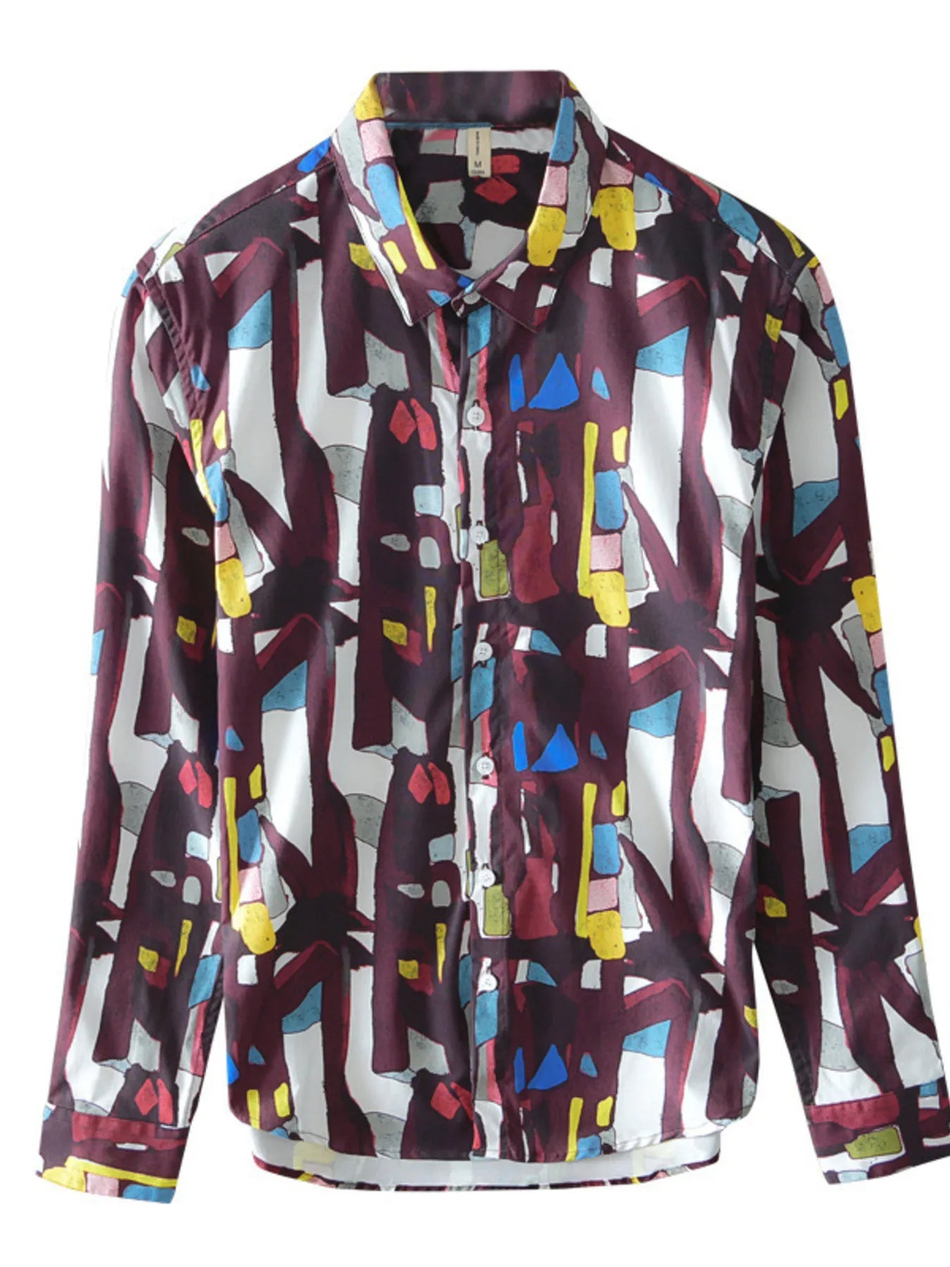 Men's Plus Size Printed Button Up Long Sleeve Shirt