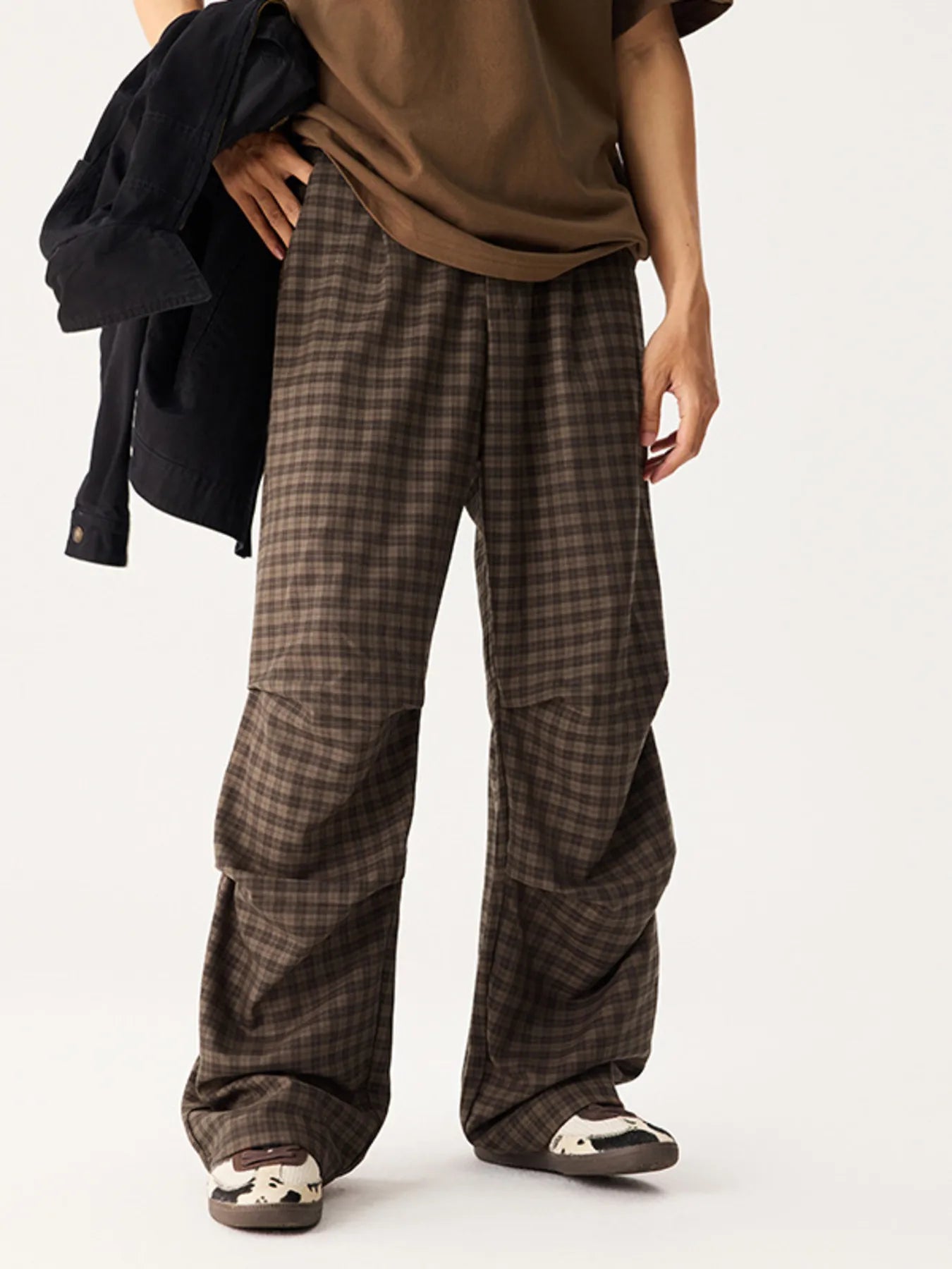 Men's Plaid Wide-Leg Pants