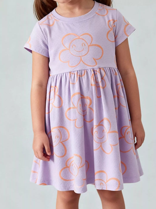 Children's Flower Print Casual Dress