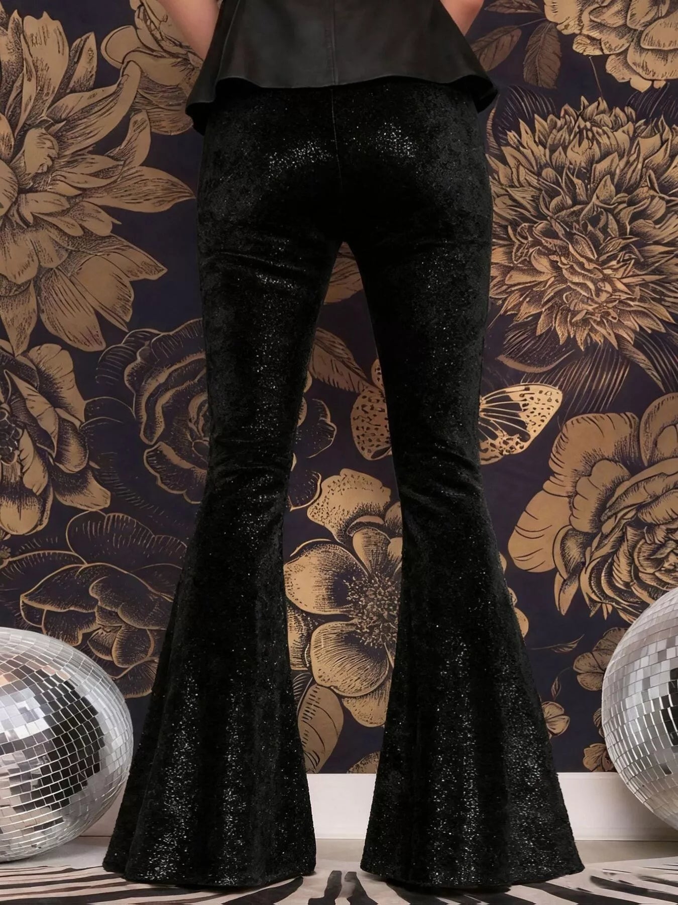 Velvet High Waist Flared Pants