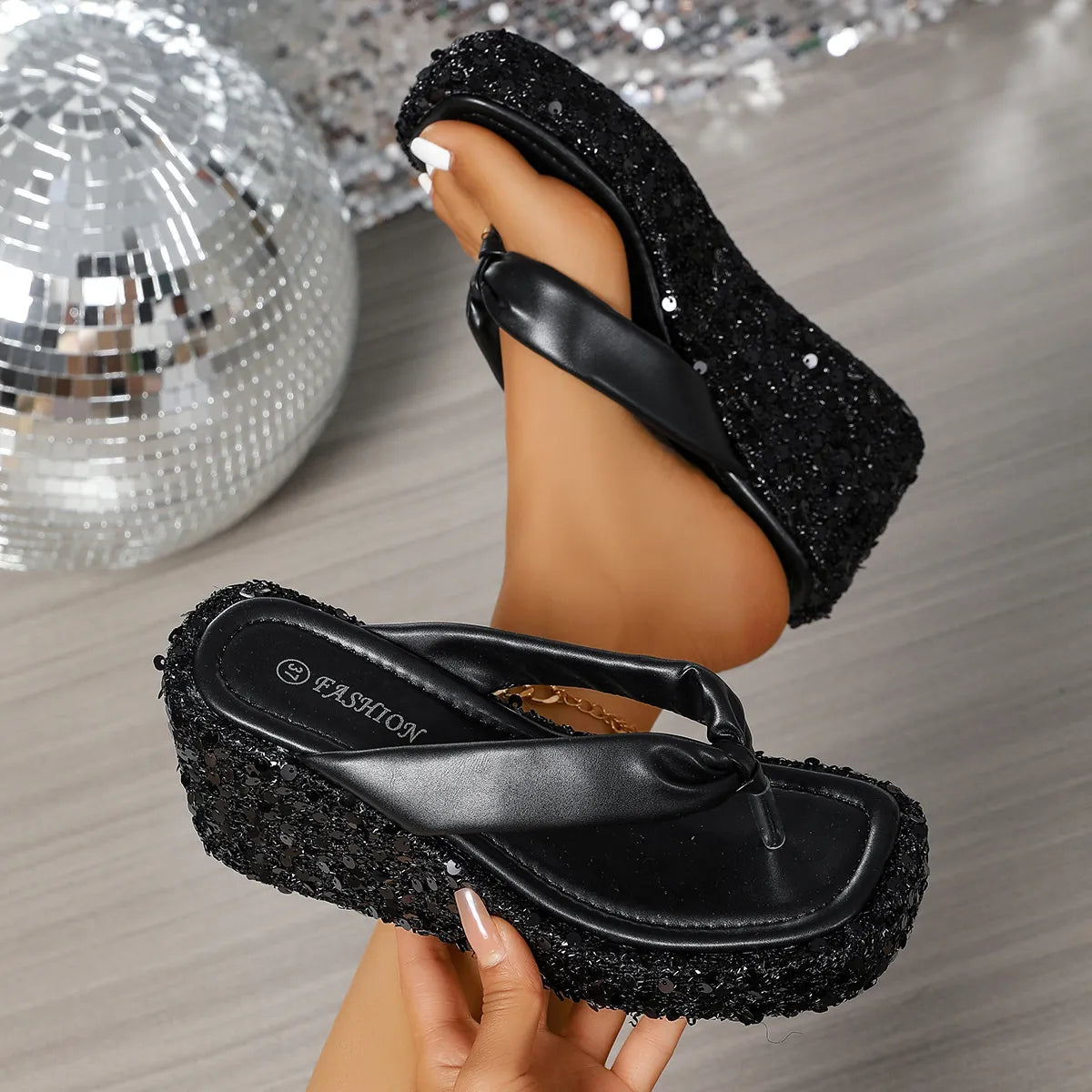 Toe Post Platform Wedge Sandals