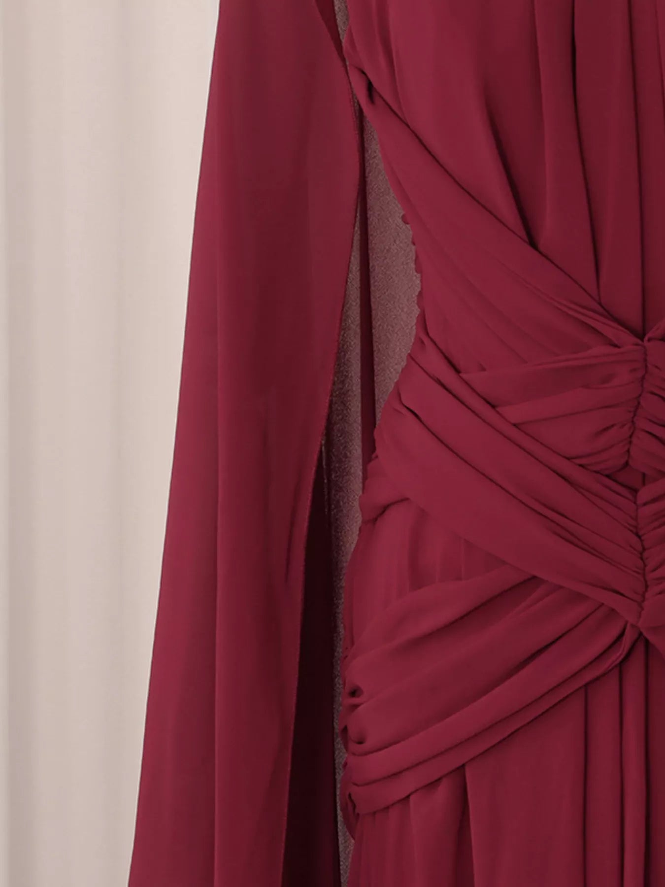 Ruched Halter Neck Cape Maxi Dress