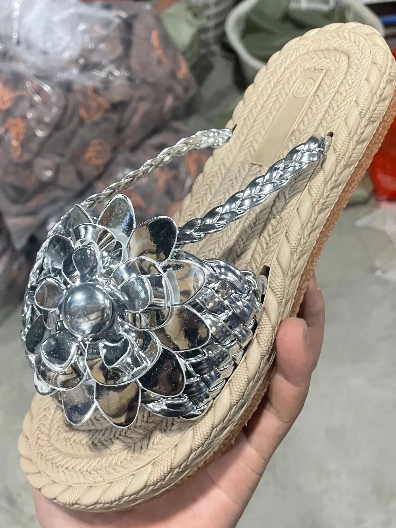 Floral Embellished Comfort Slide Sandals