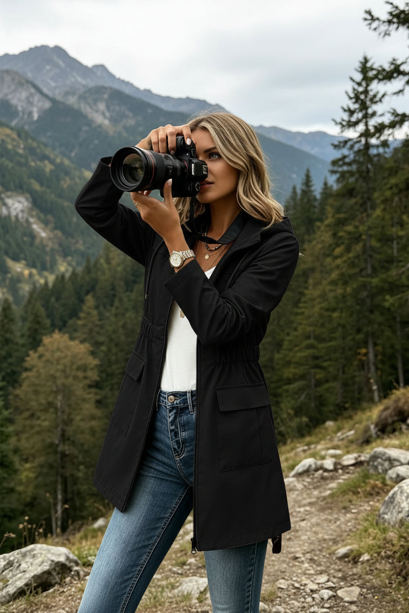 Women's Slim-Fit Rainproof Trench Coat
