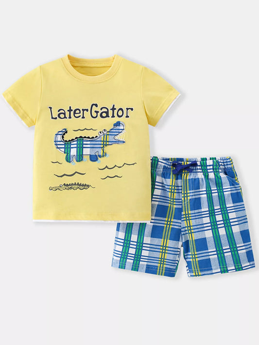 Children's Dinosaur Round Neck Tee and Shorts Set