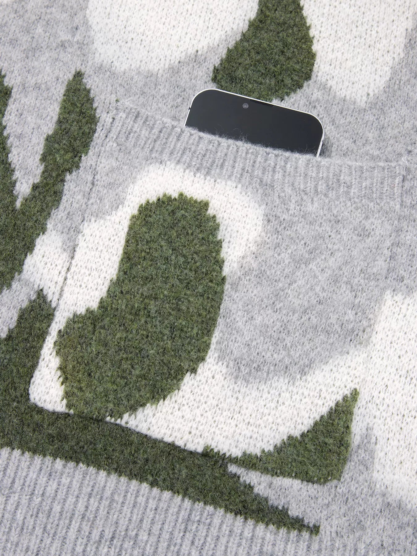 Camouflage Drop Shoulder V Neck Button Front Cardigan