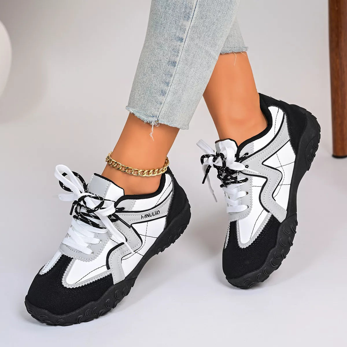 Round Toe Lace Up Sneakers