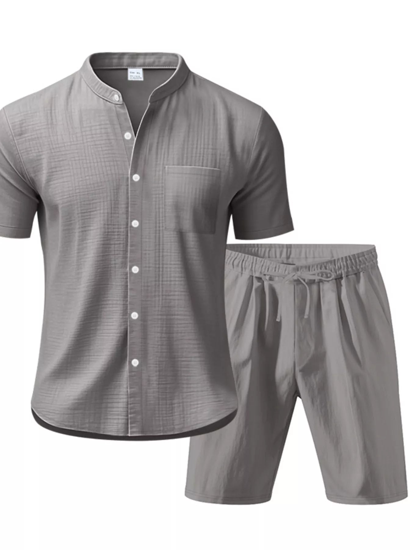 Men's Full Size Casual Short Sleeve Shirt and Shorts Set Plus Size
